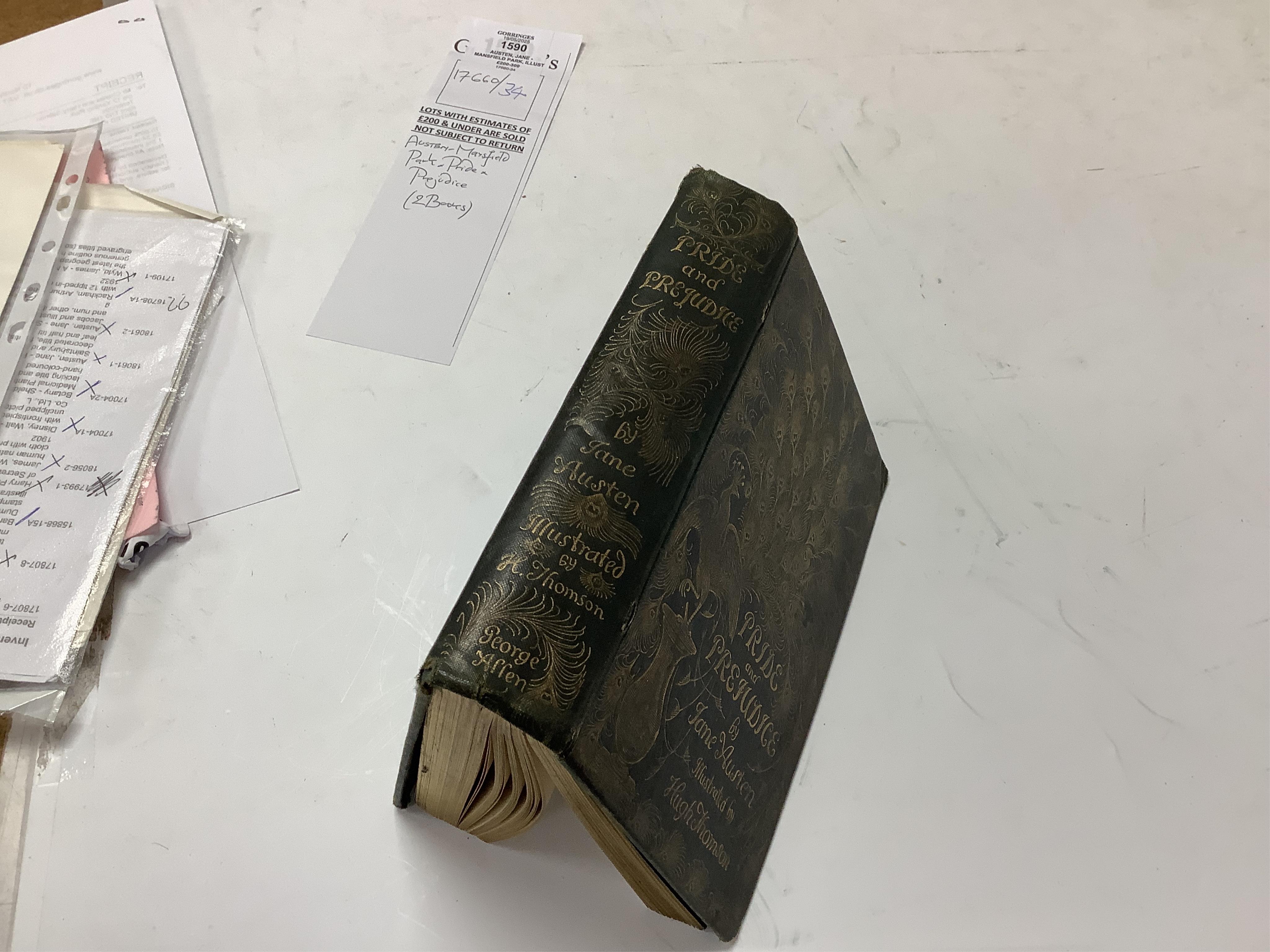 Austen, Jane - Mansfield Park, Illustrated by Hugh Thomson, with an Introduction by Austin Dobson. 1st edition. frontis and num. text illus.; original gilt decorated cloth, ge., coloured and decorated e/ps. Macmillan and